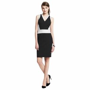 banana republic sloan fit dress Banana Republic Sloan-Fit Cross-Front Sheath Dress, Black SIZE 4 #506673 E29